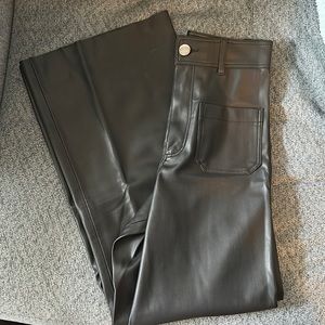 HIGH-WAISTED FAUX LEATHER ZW MARINE STRAIGHT PANTS